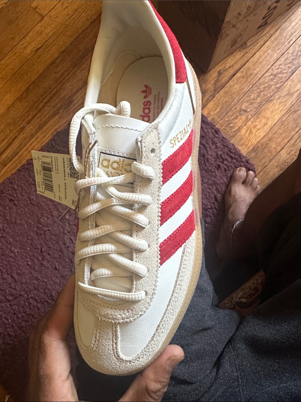 adidas Spezial Cream and Red Retro Trainer